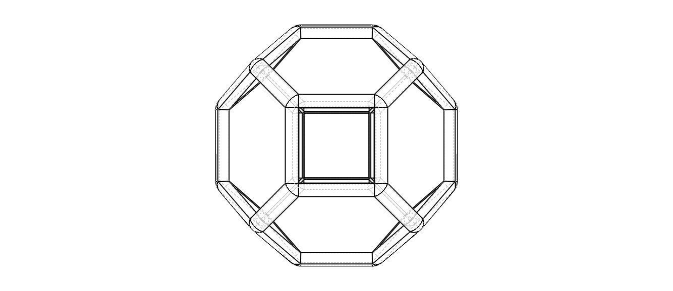 Wireframe Shape Truncated Octahedron 3D print model_31
