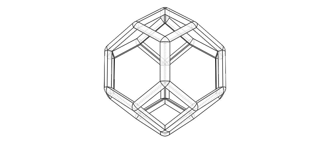 Wireframe Shape Truncated Octahedron 3D print model_7