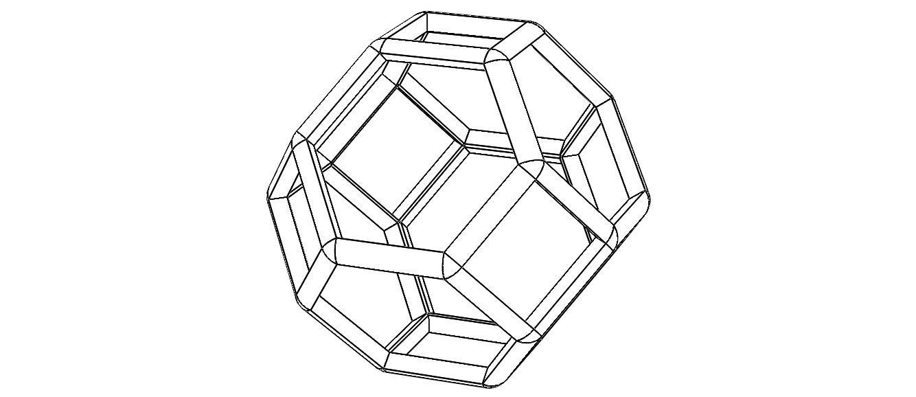 Wireframe Shape Truncated Octahedron 3D print model_2