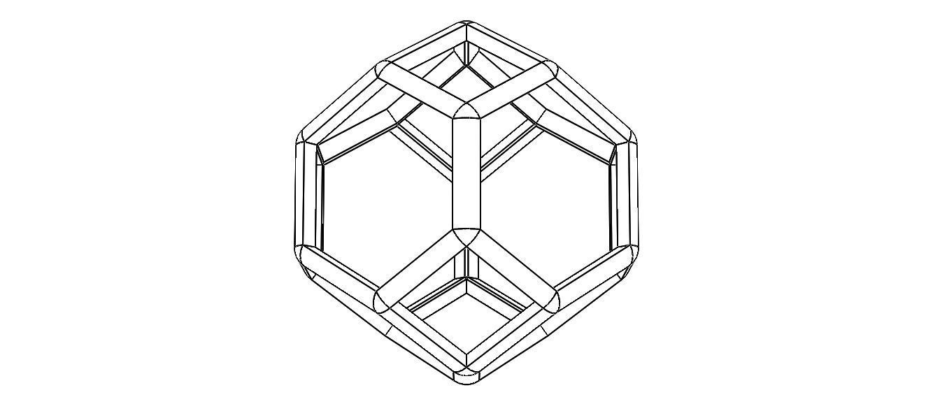 Wireframe Shape Truncated Octahedron 3D print model_6