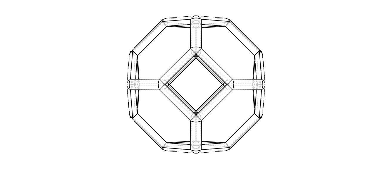 Wireframe Shape Truncated Octahedron 3D print model_35