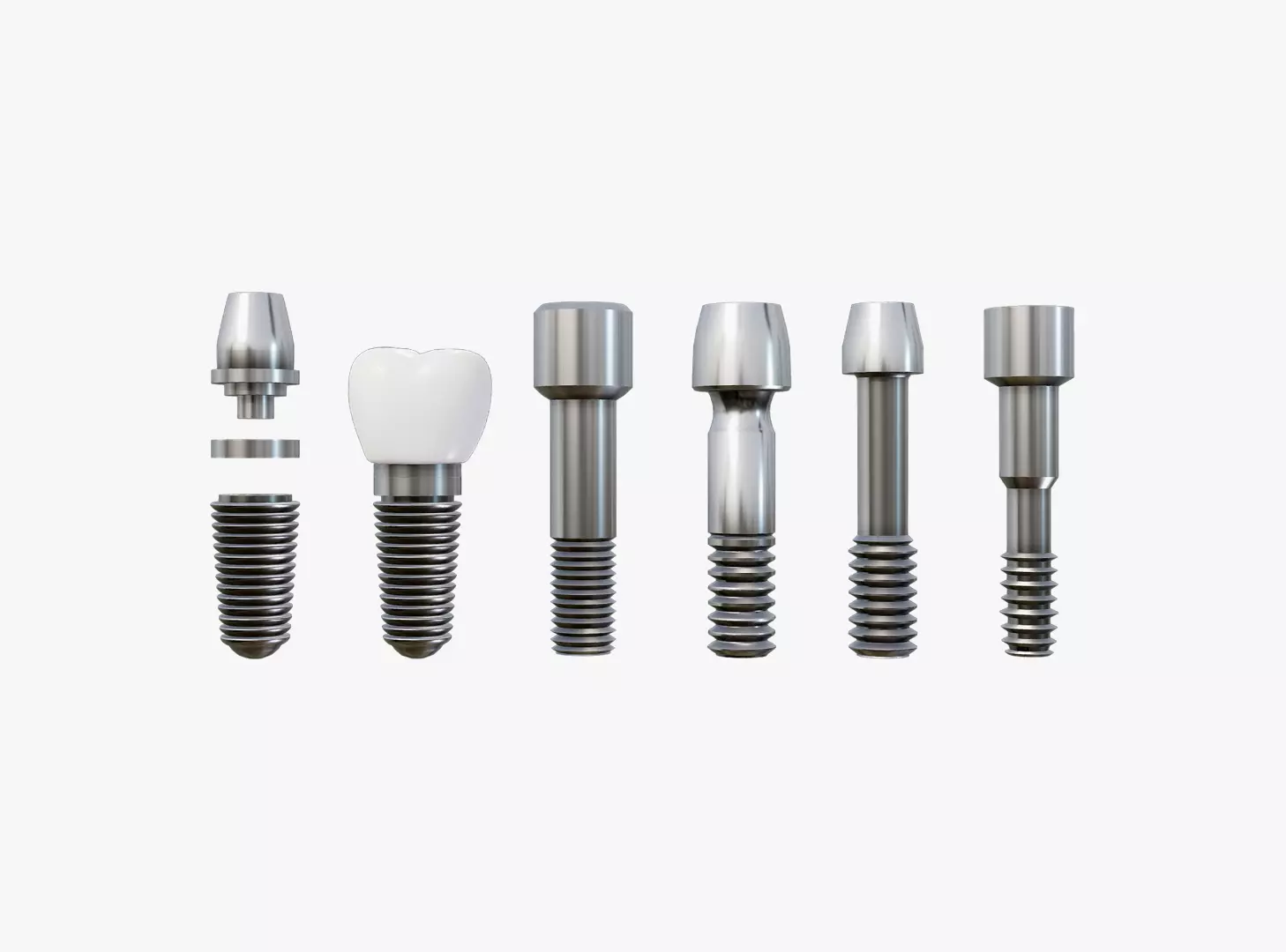 Dental Implant Pack - 6 in 1 Low-poly 3D model