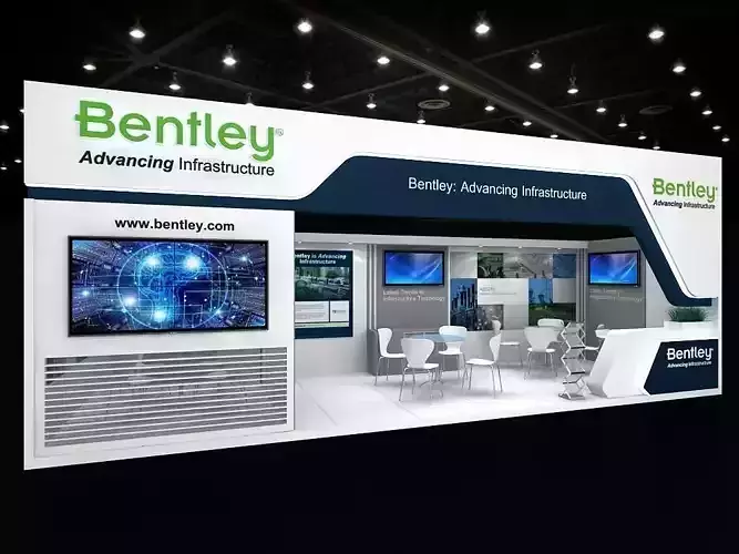 9 mtr x 3 mtr one side open exhibition stands 3D print model