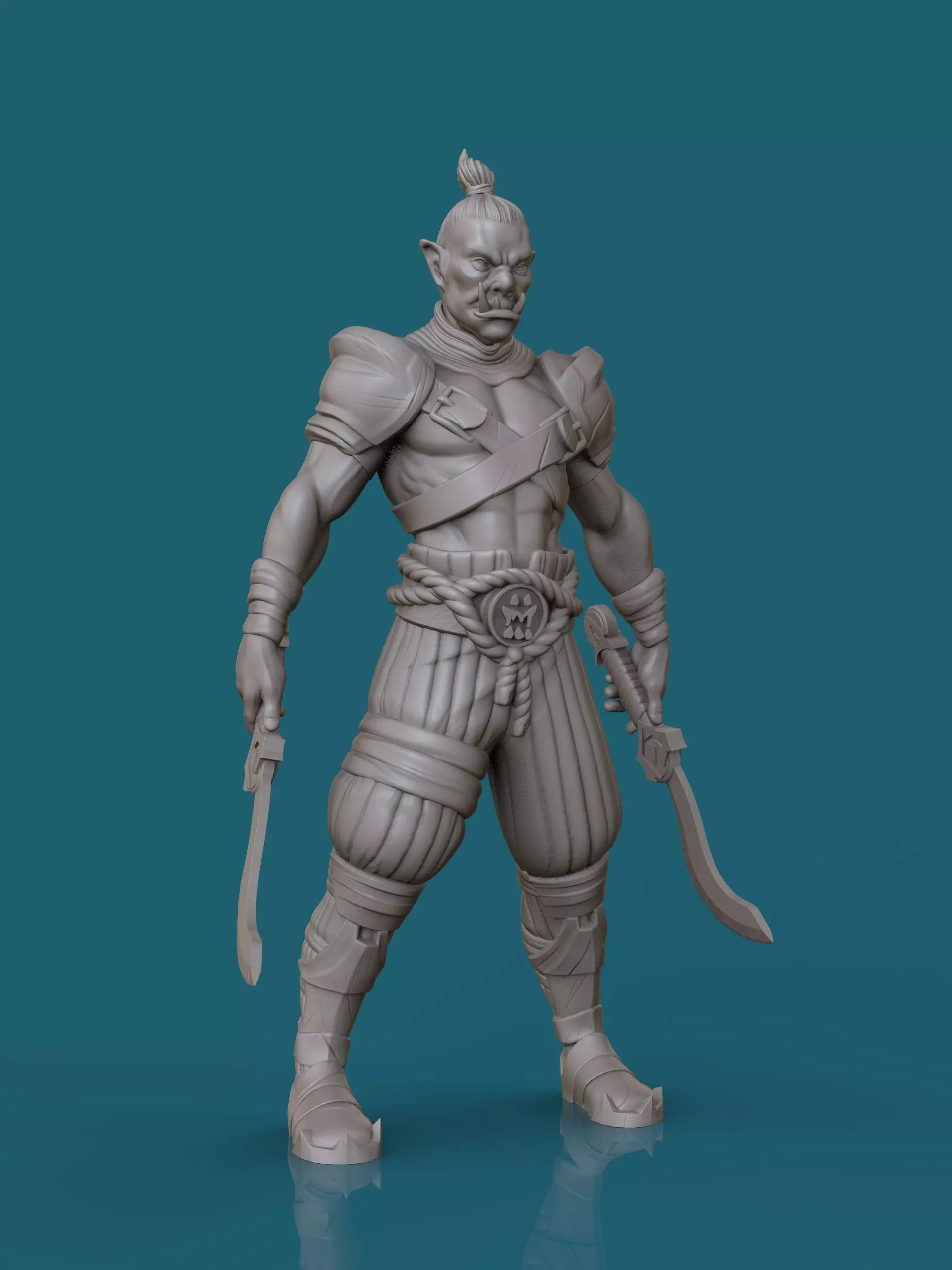 Orc with two swords 3D print model