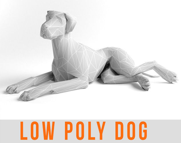 Low Poly Dog Great Dane Animal Lowpoly Low-poly 3D model