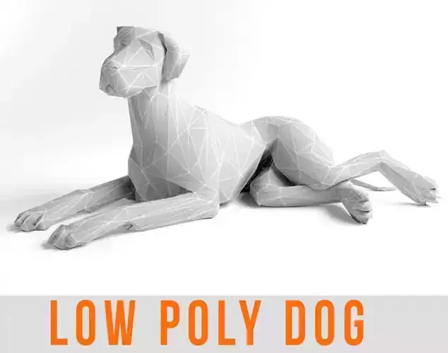Low Poly Dog Great Dane Animal Lowpoly Low-poly 3D model