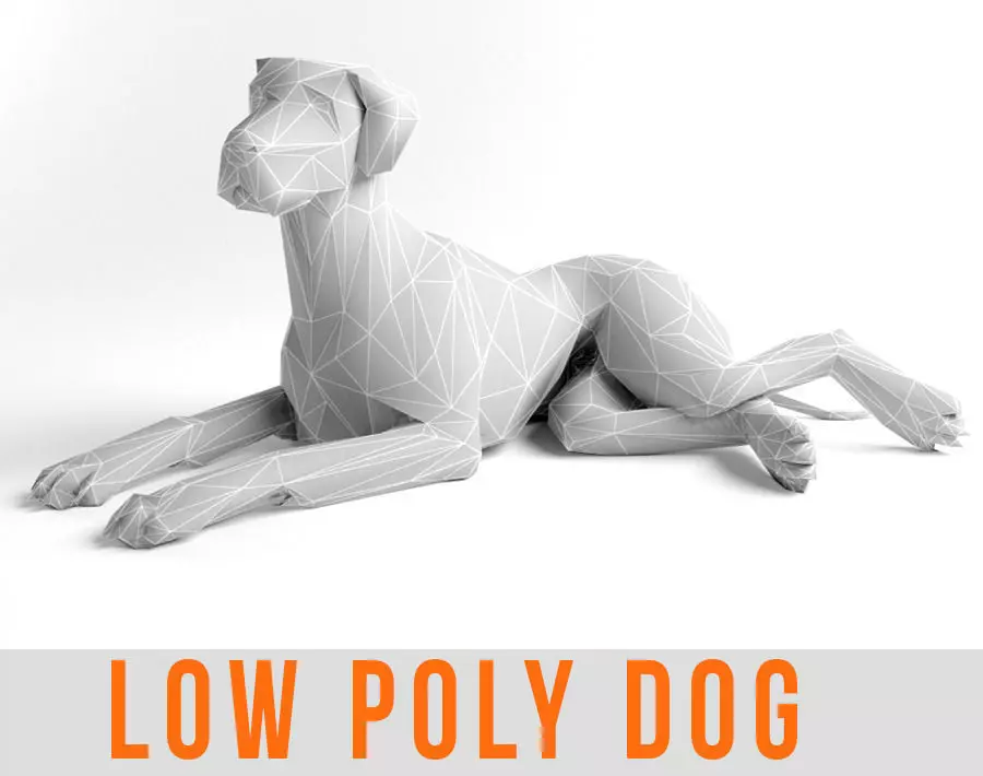 Low Poly Dog Great Dane Animal Lowpoly Low-poly 3D model_0