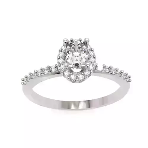 Oval Halo Solitaire Ring 3DM STL Diamond Model