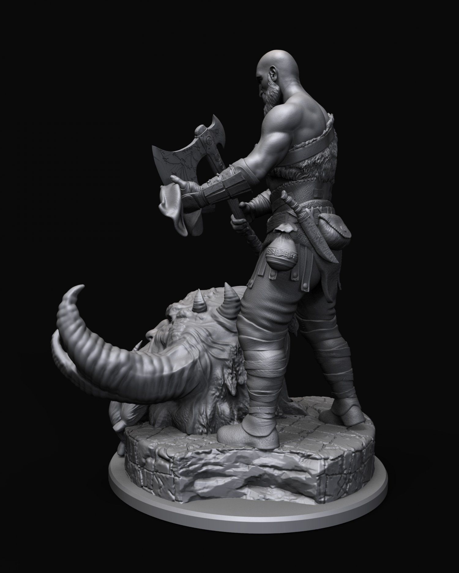 Kratos with the head of daudi 3D print model_24