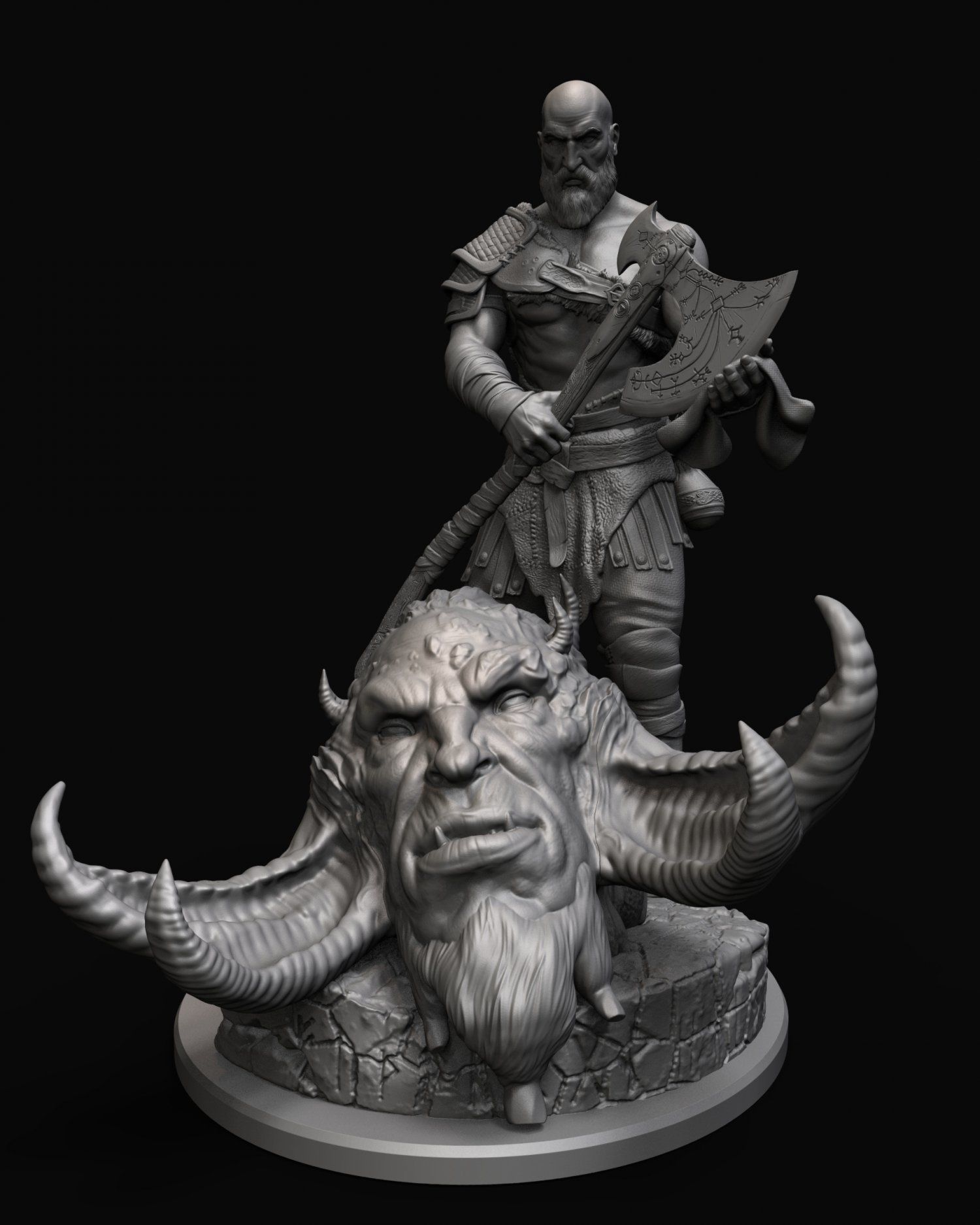 Kratos with the head of daudi 3D print model_22