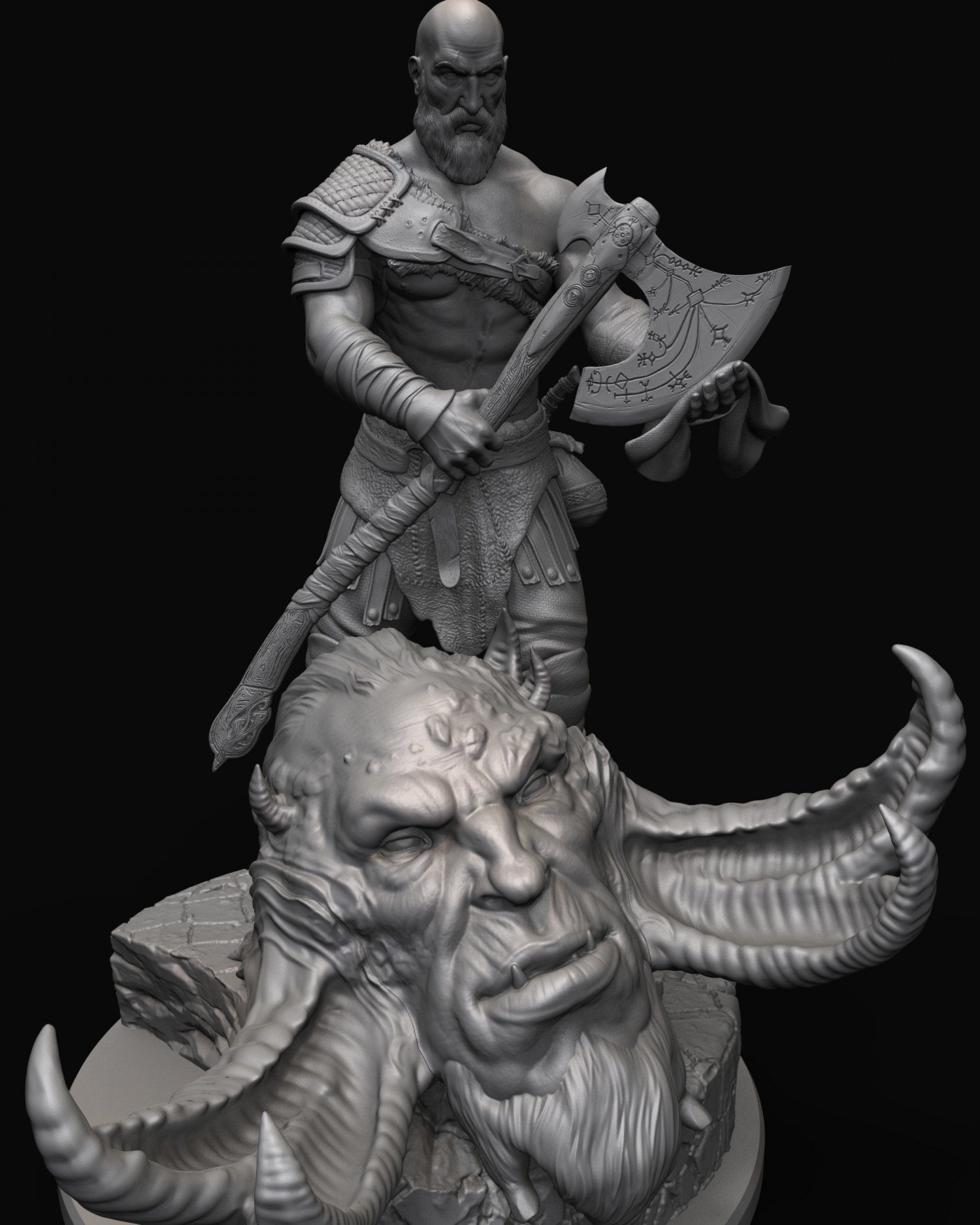 Kratos with the head of daudi 3D print model_7