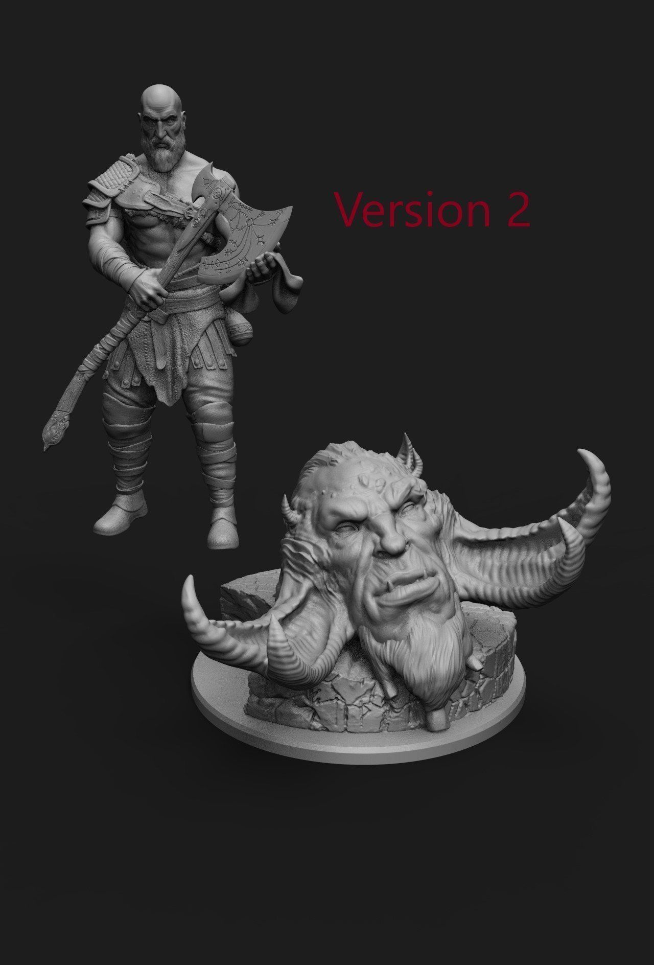 Kratos with the head of daudi 3D print model_25