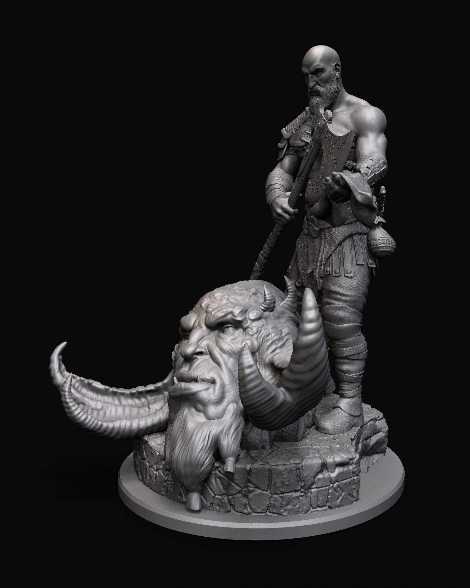 Kratos with the head of daudi 3D print model_23