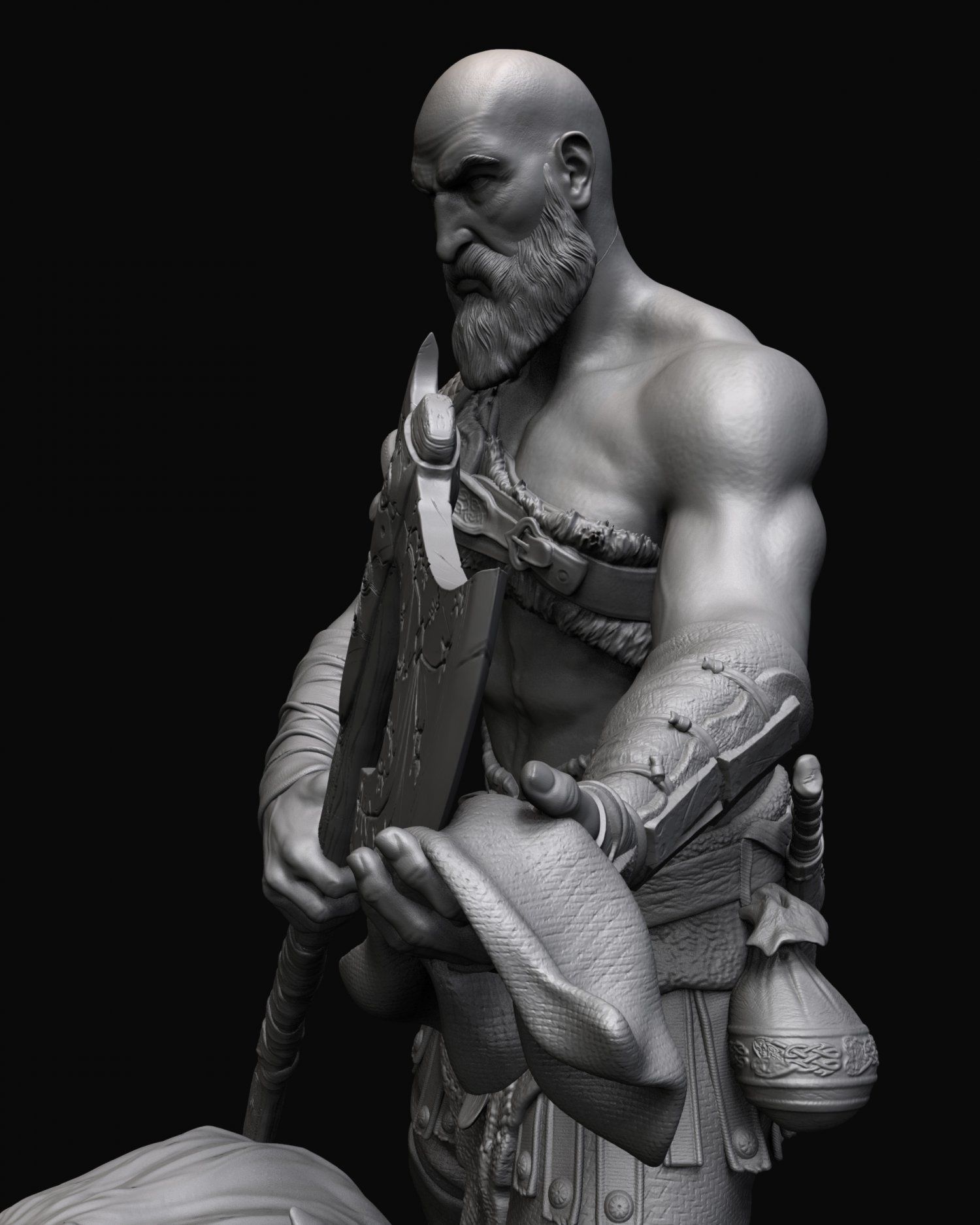 Kratos with the head of daudi 3D print model_5