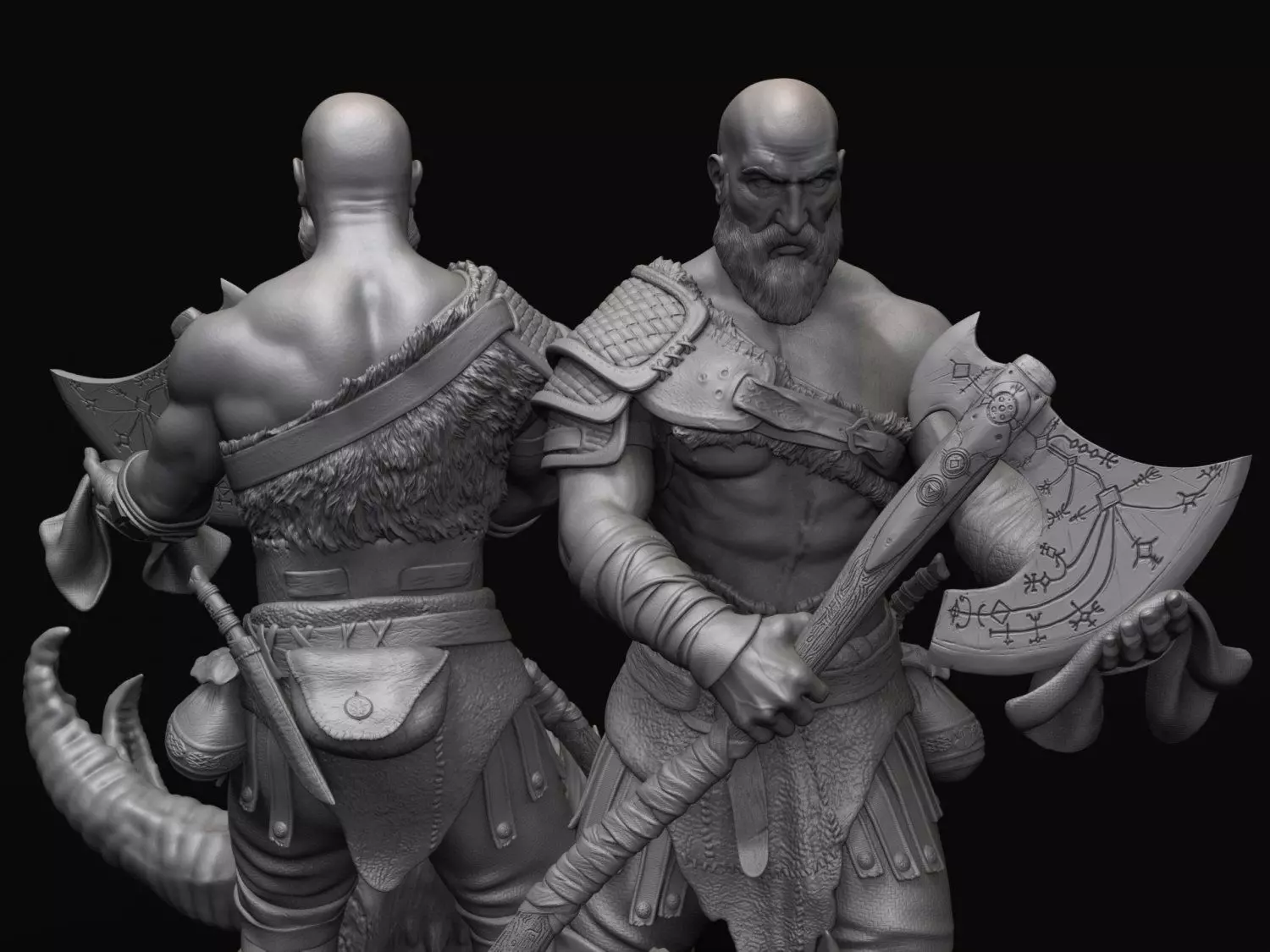 Kratos with the head of daudi 3D print model_0