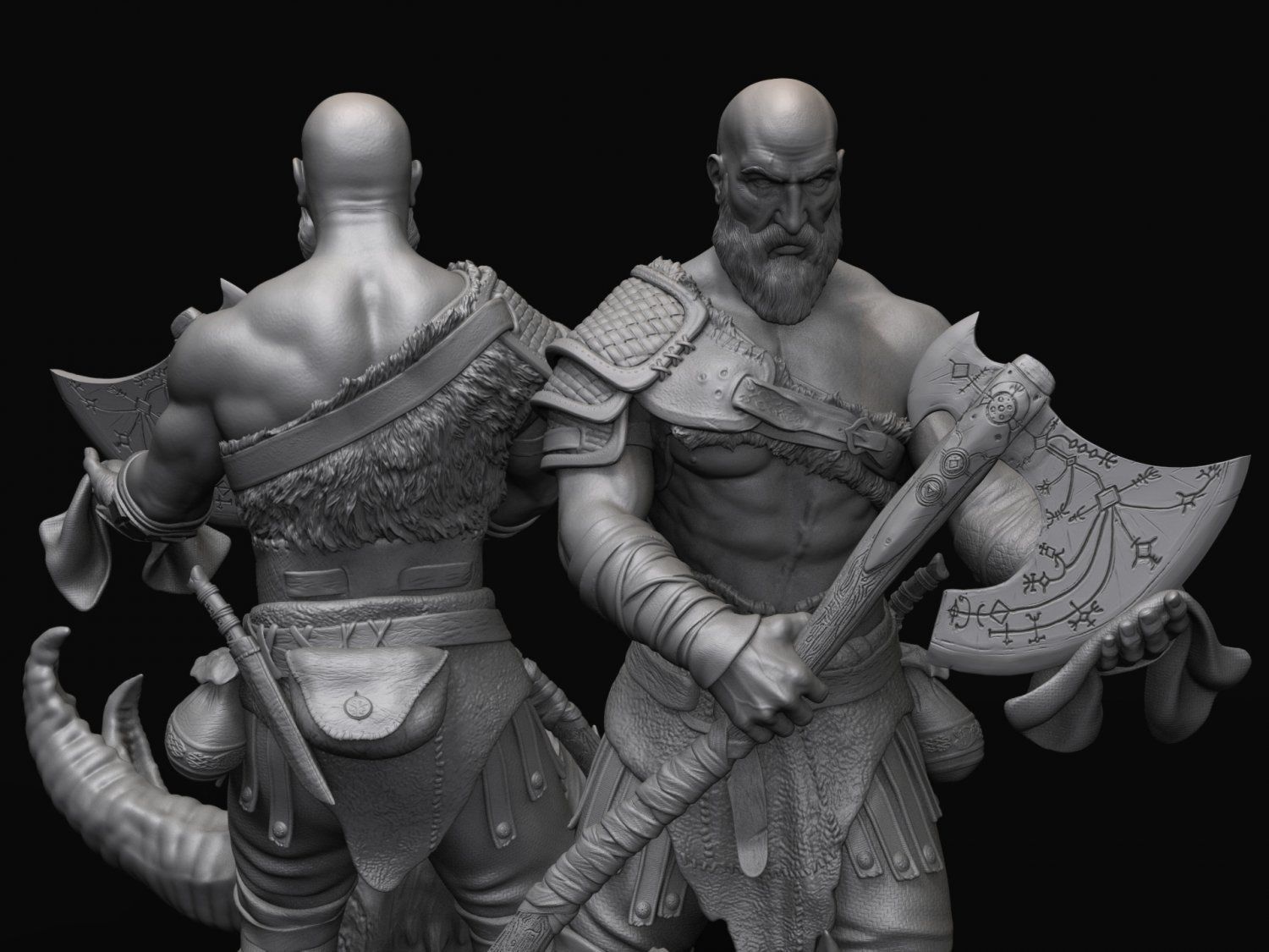 Kratos with the head of daudi 3D print model_18