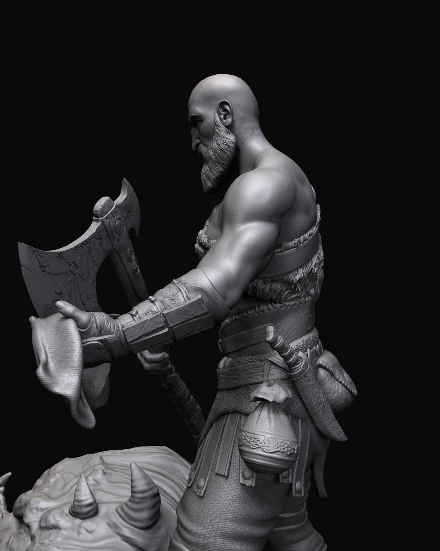 Kratos with the head of daudi 3D print model_4