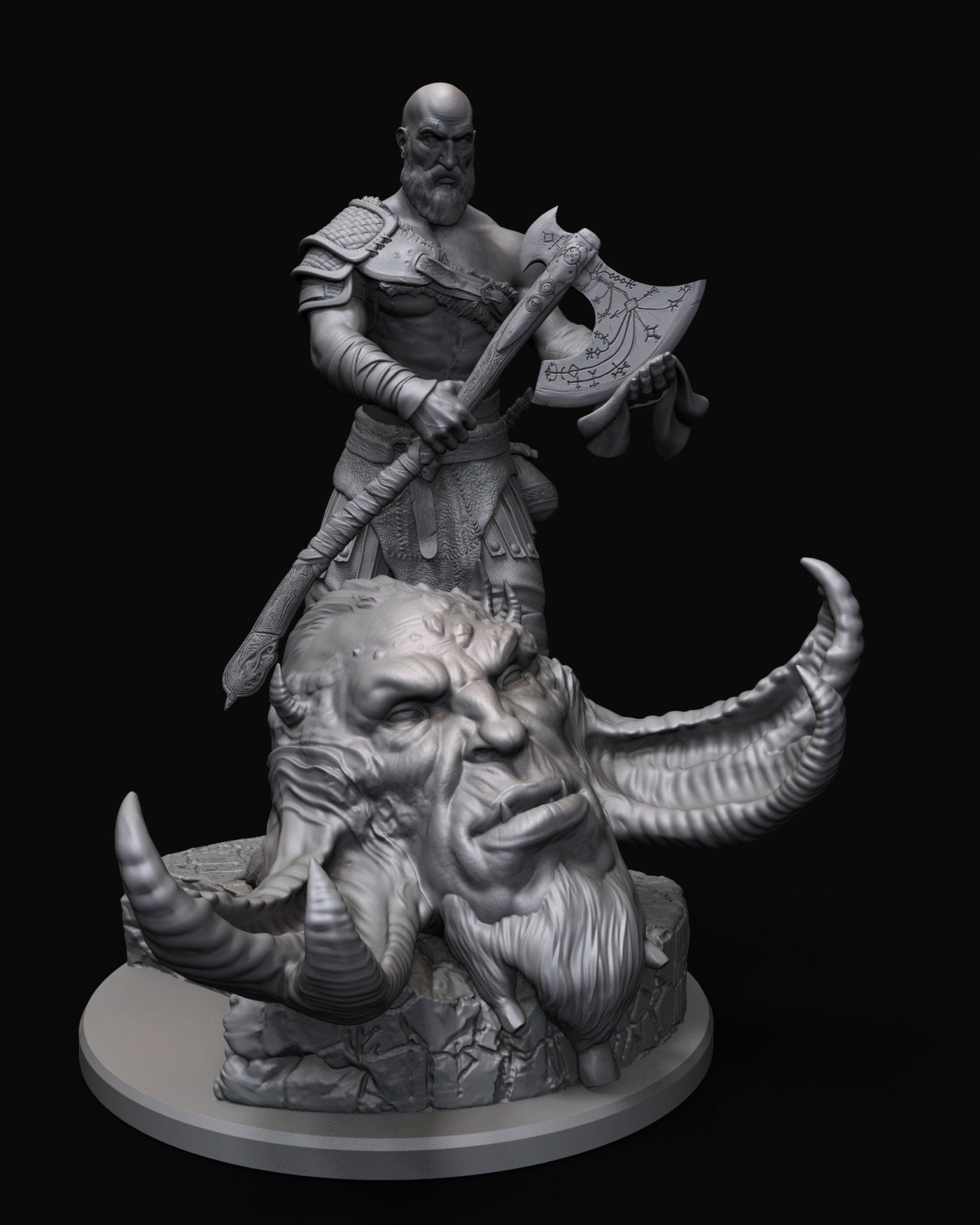 Kratos with the head of daudi 3D print model_21