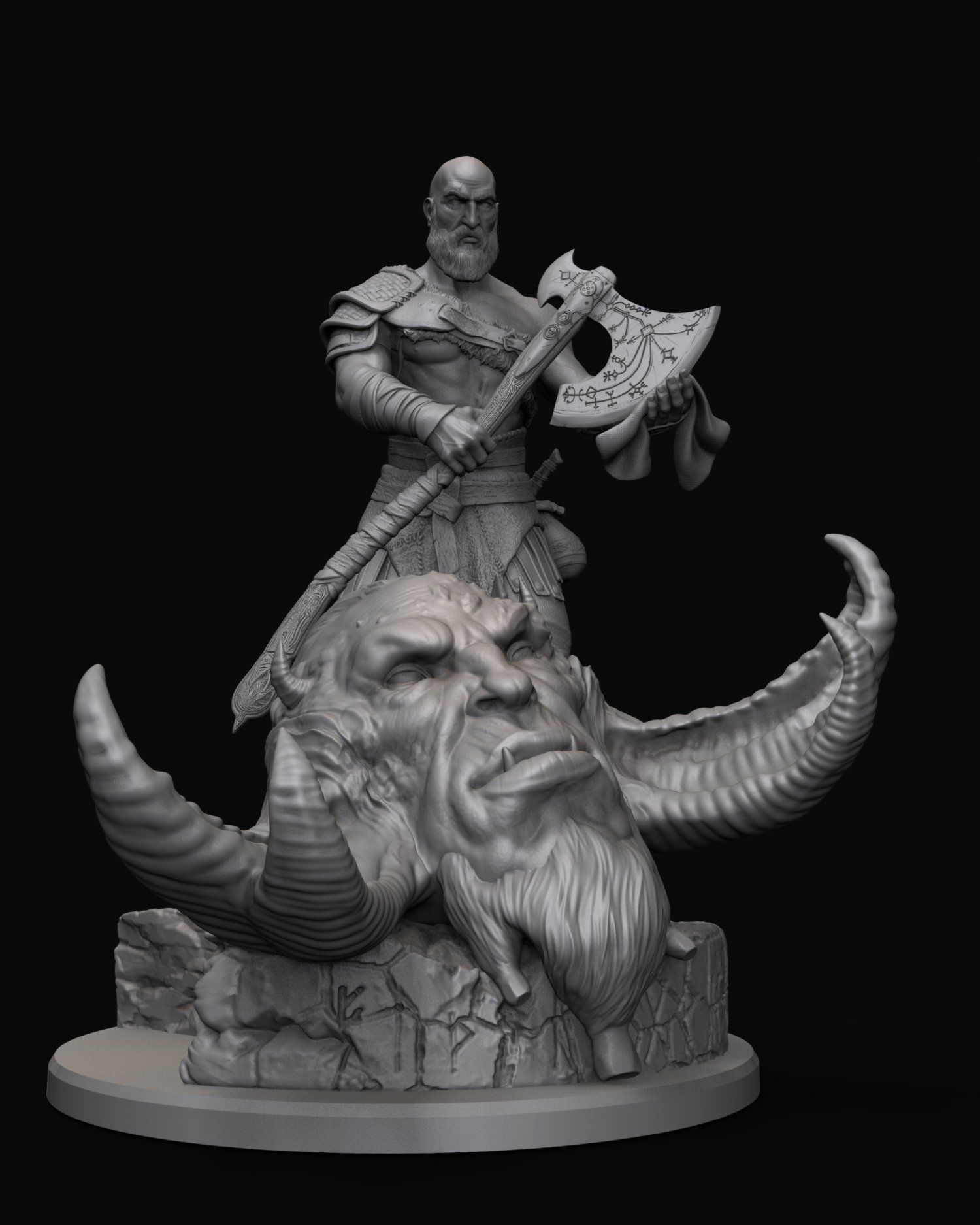 Kratos with the head of daudi 3D print model_17