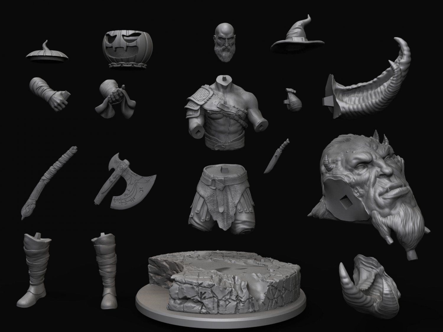 Kratos with the head of daudi 3D print model_26