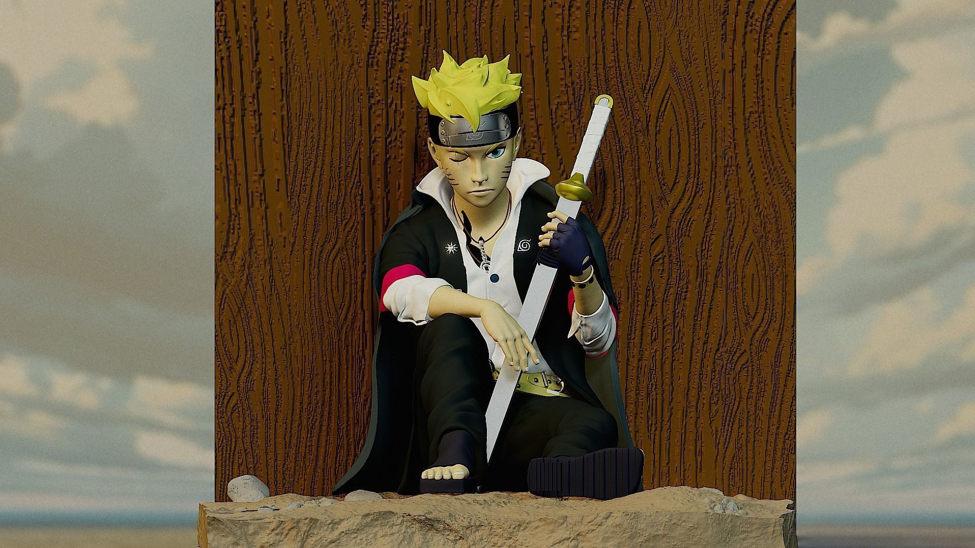 Figurine Boruto Uzumaki Two blue Vortex 3D print model_2