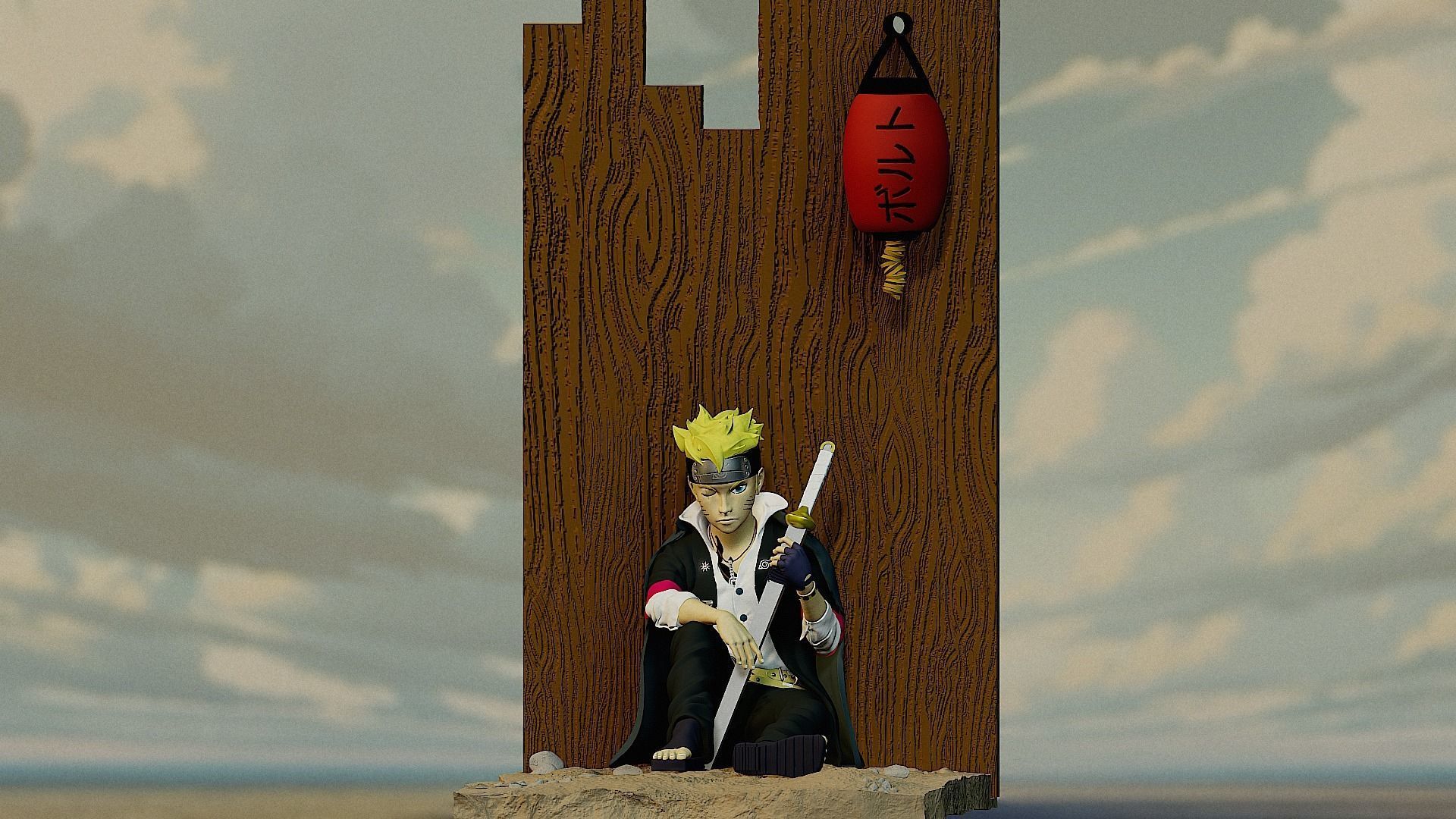 Figurine Boruto Uzumaki Two blue Vortex 3D print model_3