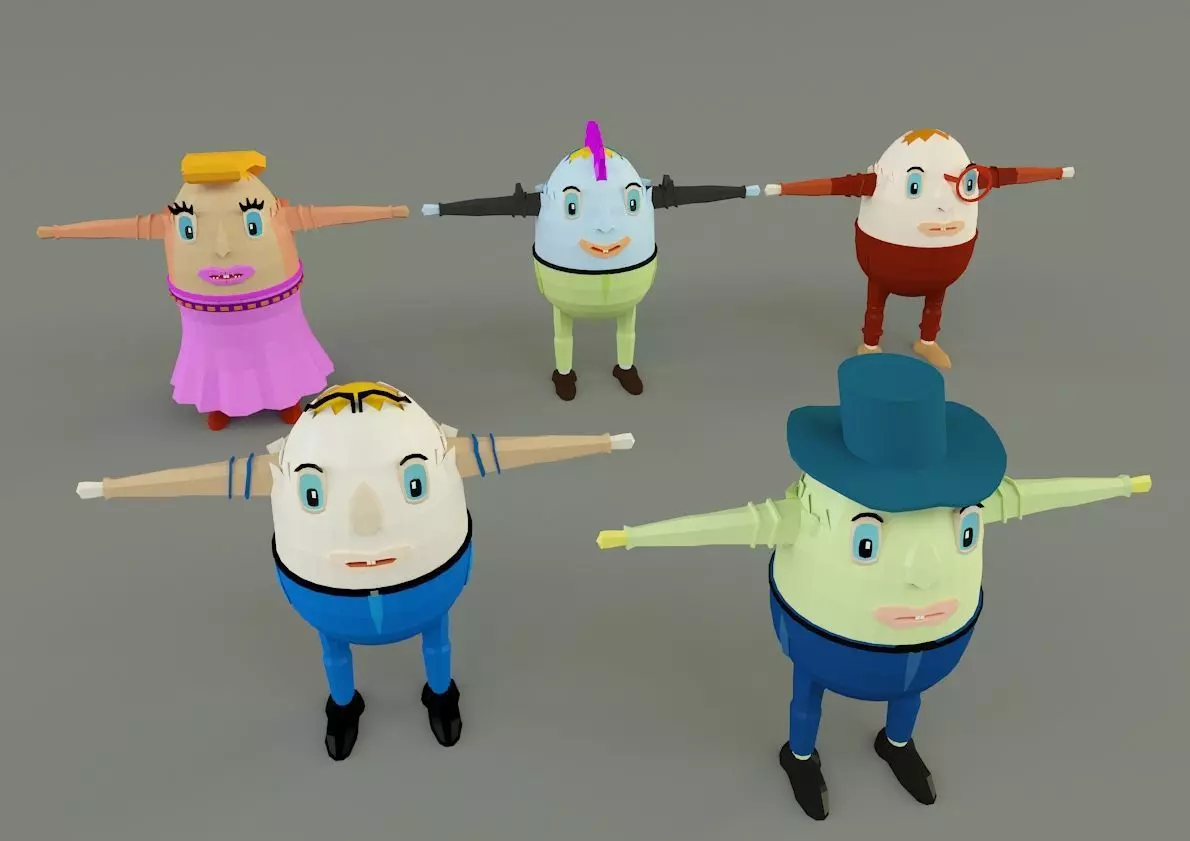 Egg characters 3D model