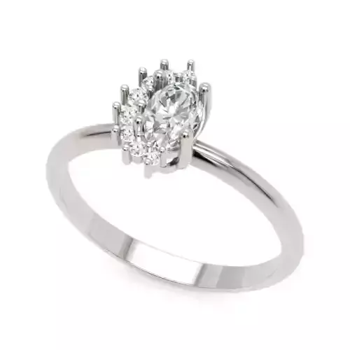 Oval Diamond Halo Engagement Ring Elegant Design STL 3DM