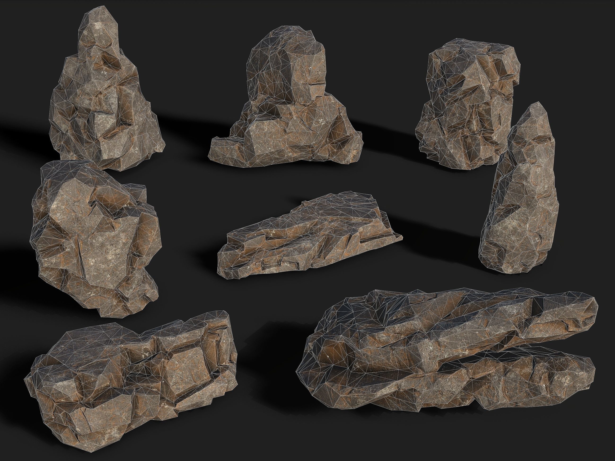 Mountain cliff Rocks - 3D Models PBR Pack 01 Low-poly 3D model_2