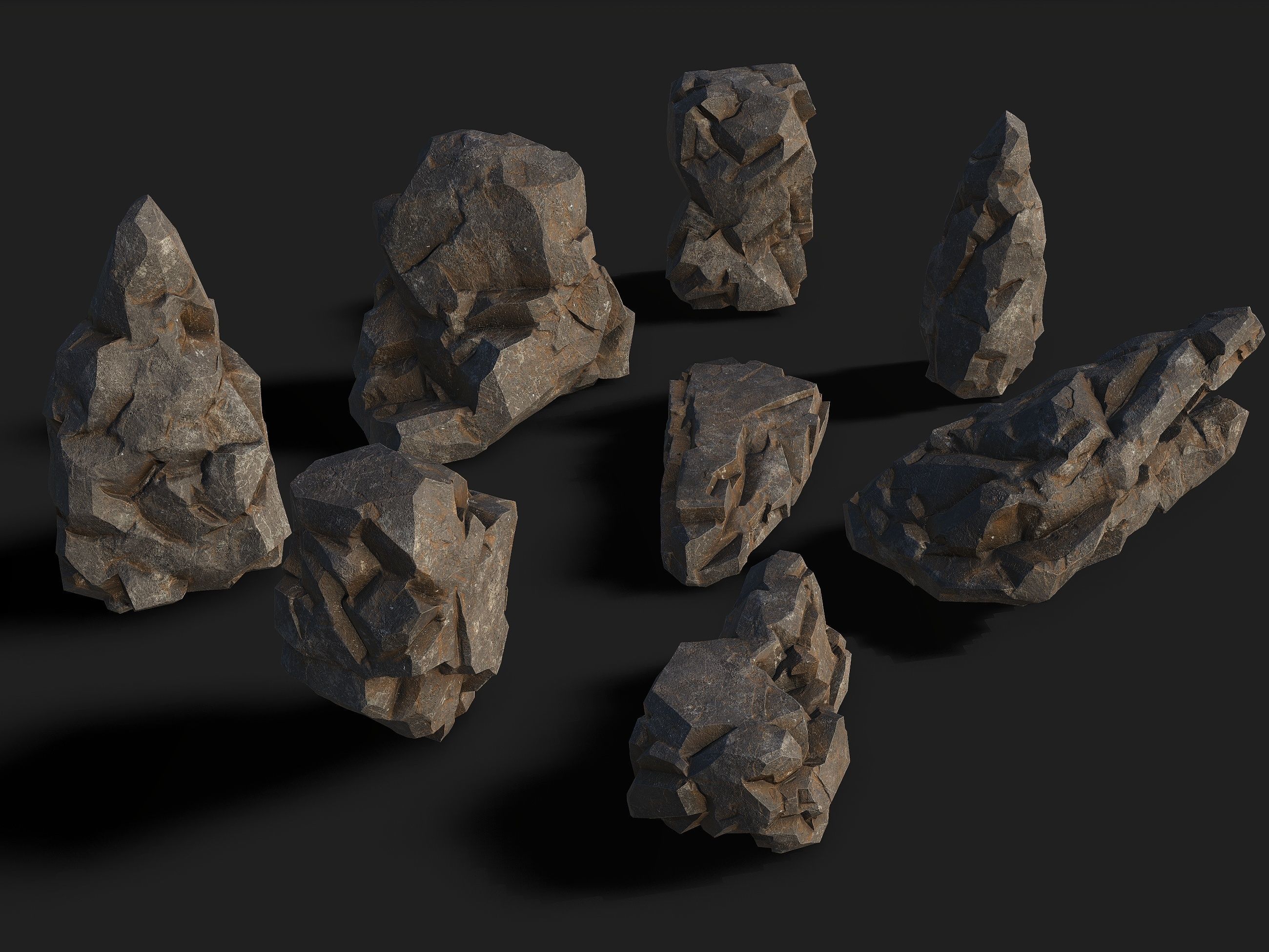 Mountain cliff Rocks - 3D Models PBR Pack 01 Low-poly 3D model_4