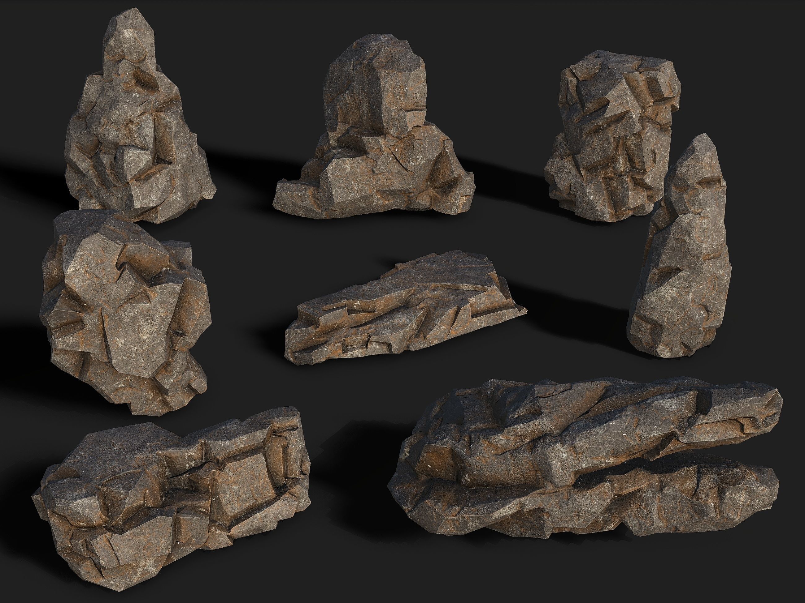 Mountain cliff Rocks - 3D Models PBR Pack 01 Low-poly 3D model_1