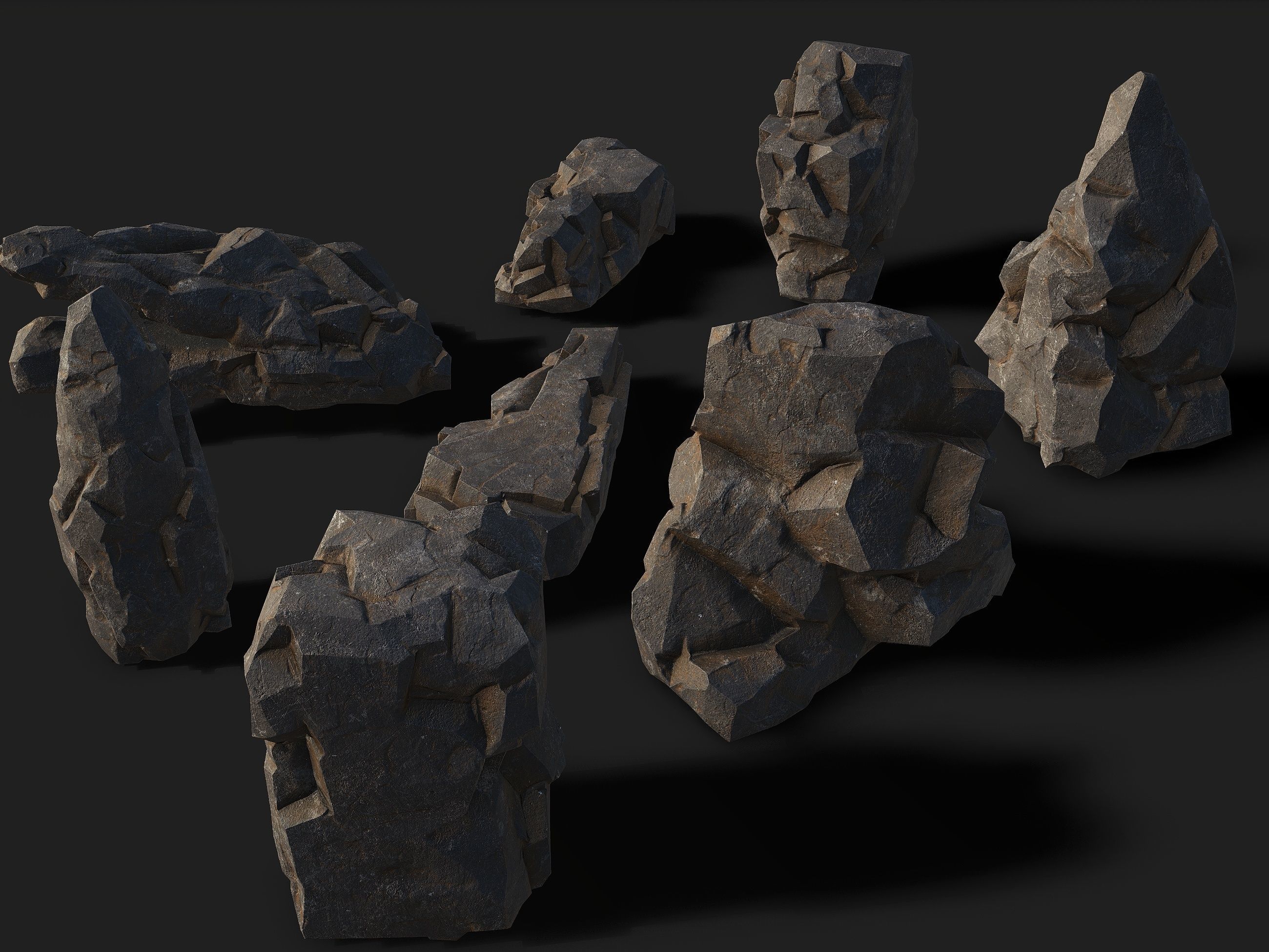 Mountain cliff Rocks - 3D Models PBR Pack 01 Low-poly 3D model_5