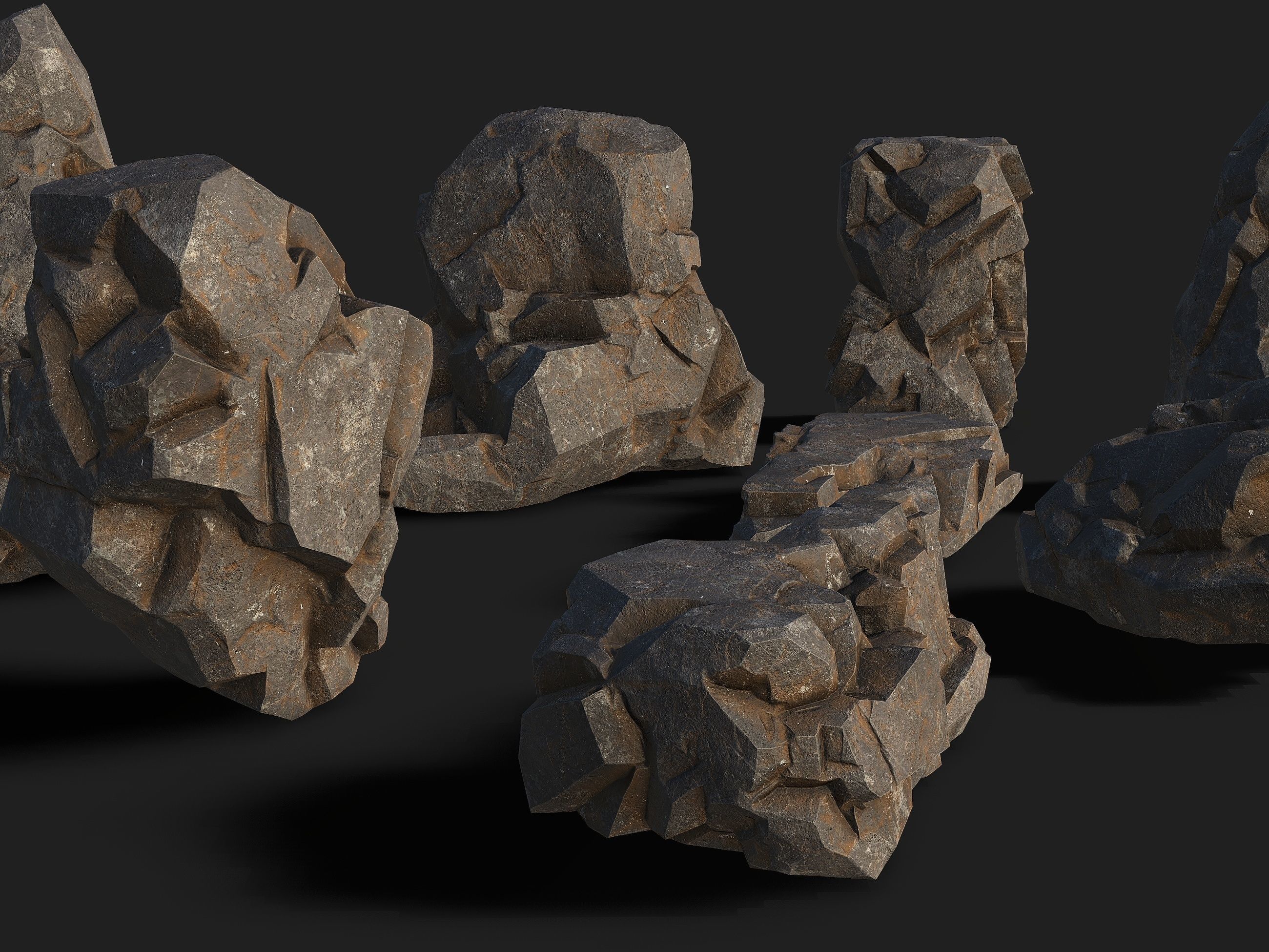 Mountain cliff Rocks - 3D Models PBR Pack 01 Low-poly 3D model_6