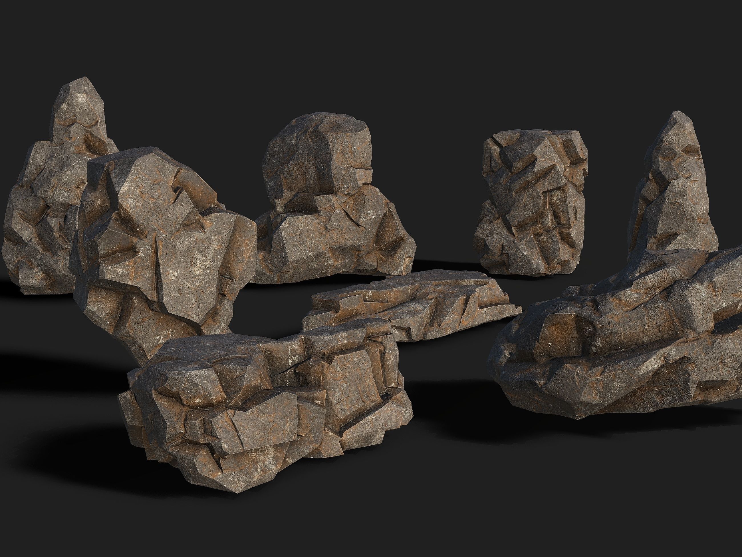 Mountain cliff Rocks - 3D Models PBR Pack 01 Low-poly 3D model_3