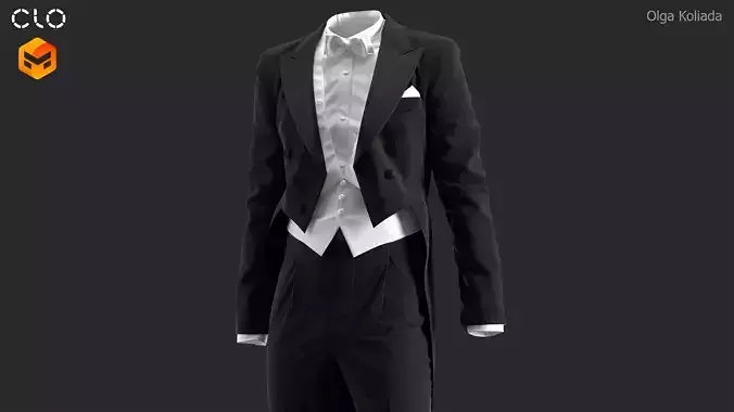 Tailcoat suit  Marvelous Designer project and OBJ