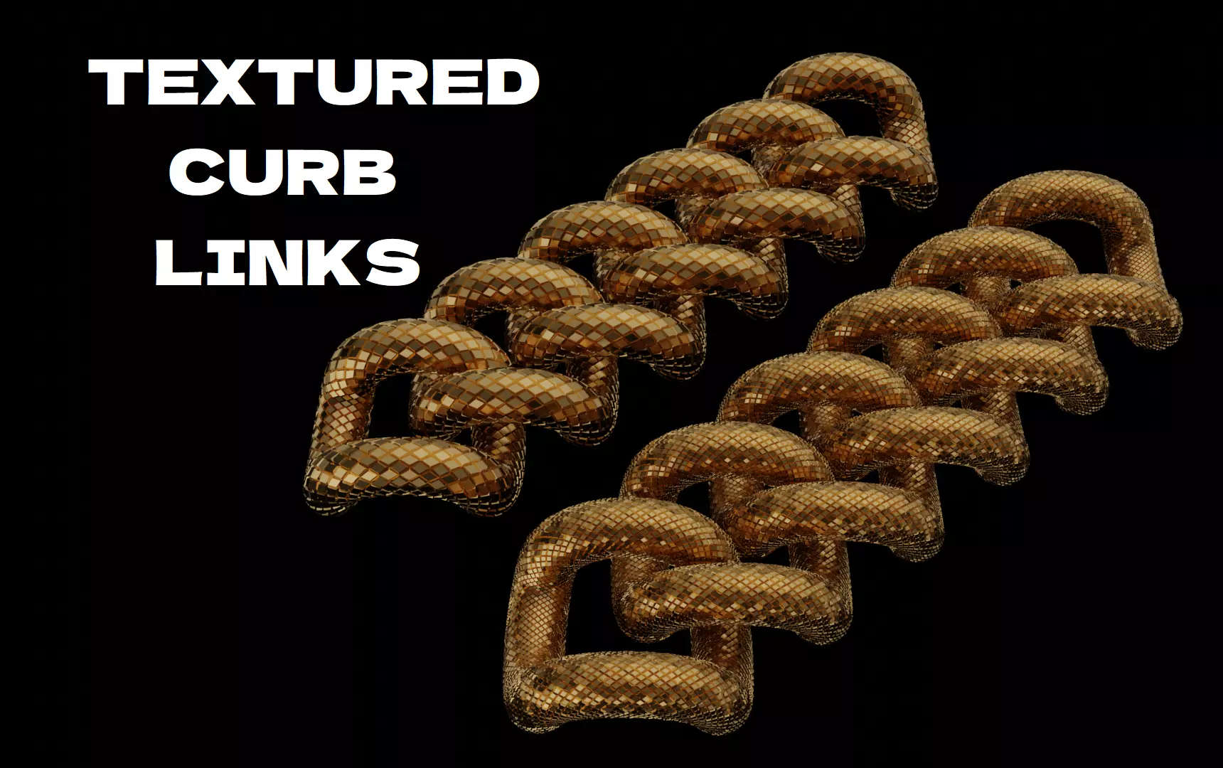 diamond textured curb chain links Cuban 3D print model_0