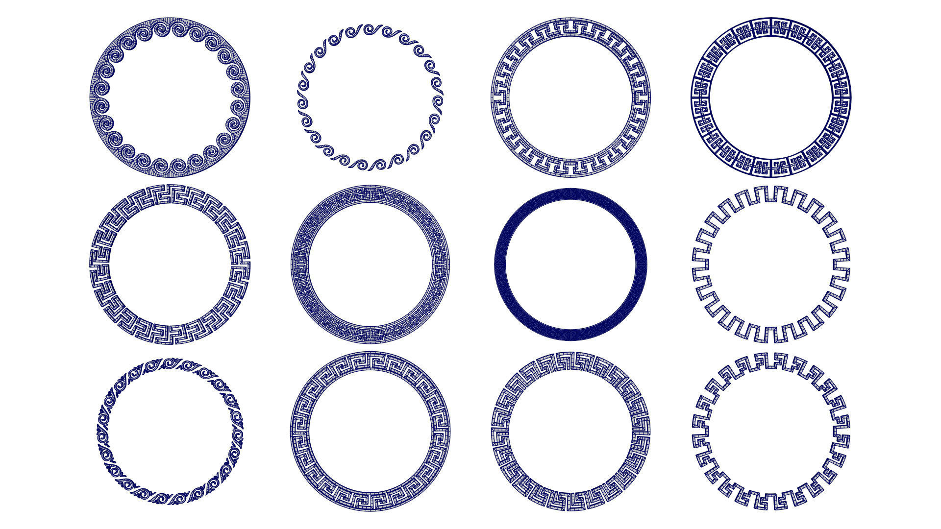 24 Greek Meander Tileable Patterns Low-poly 3D model_7