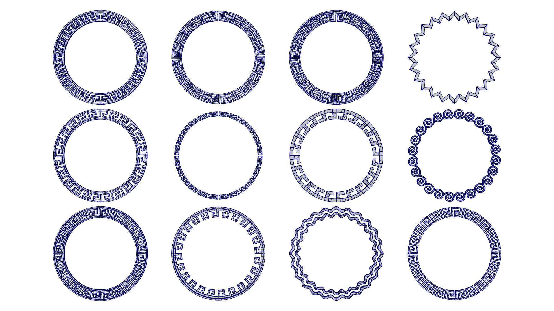 24 Greek Meander Tileable Patterns Low-poly 3D model_6