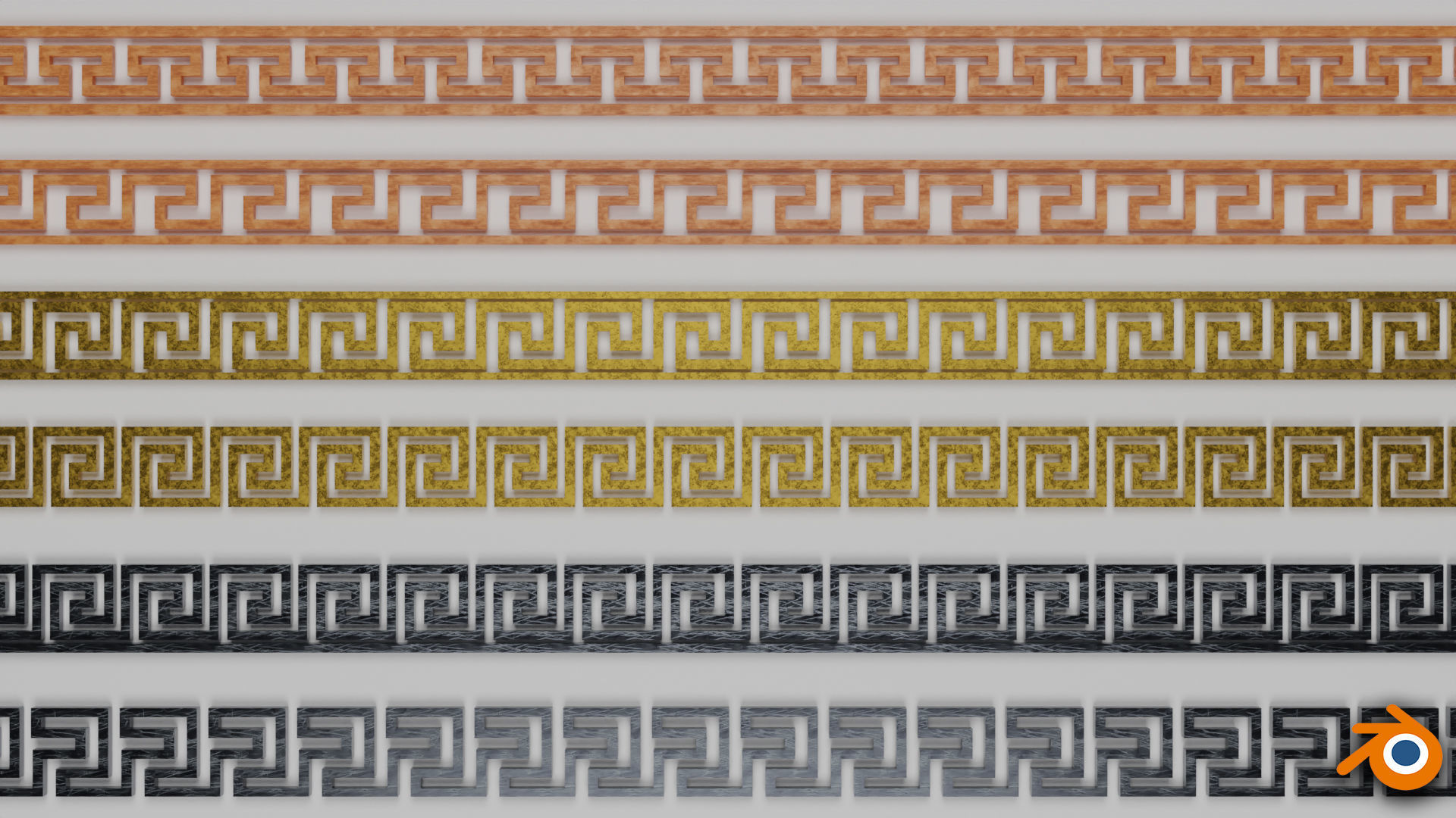 24 Greek Meander Tileable Patterns Low-poly 3D model_15