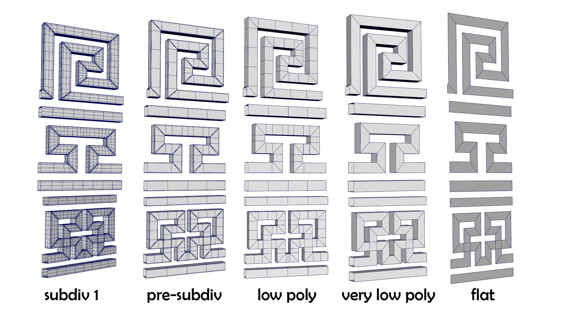 24 Greek Meander Tileable Patterns Low-poly 3D model_11