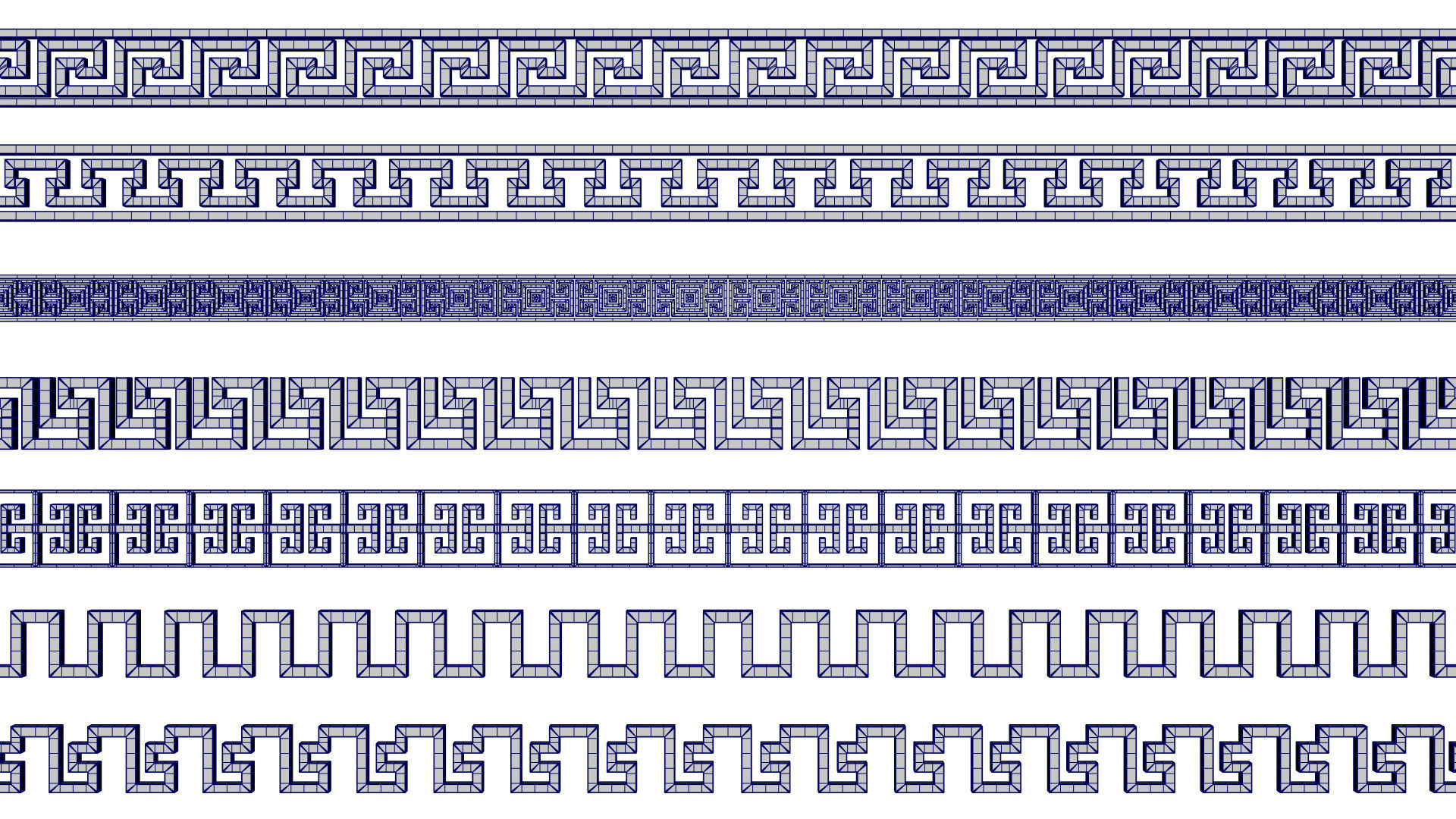 24 Greek Meander Tileable Patterns Low-poly 3D model_10