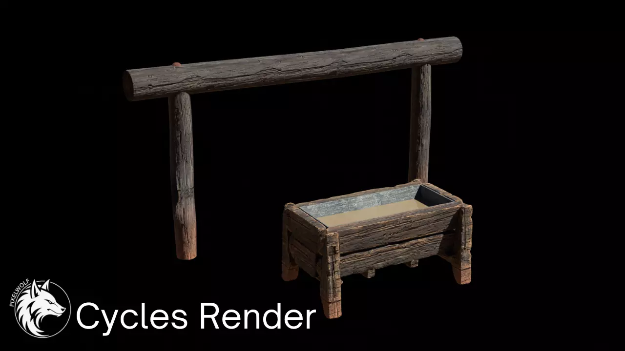 Horse Hitch and Trough Low-poly 3D model