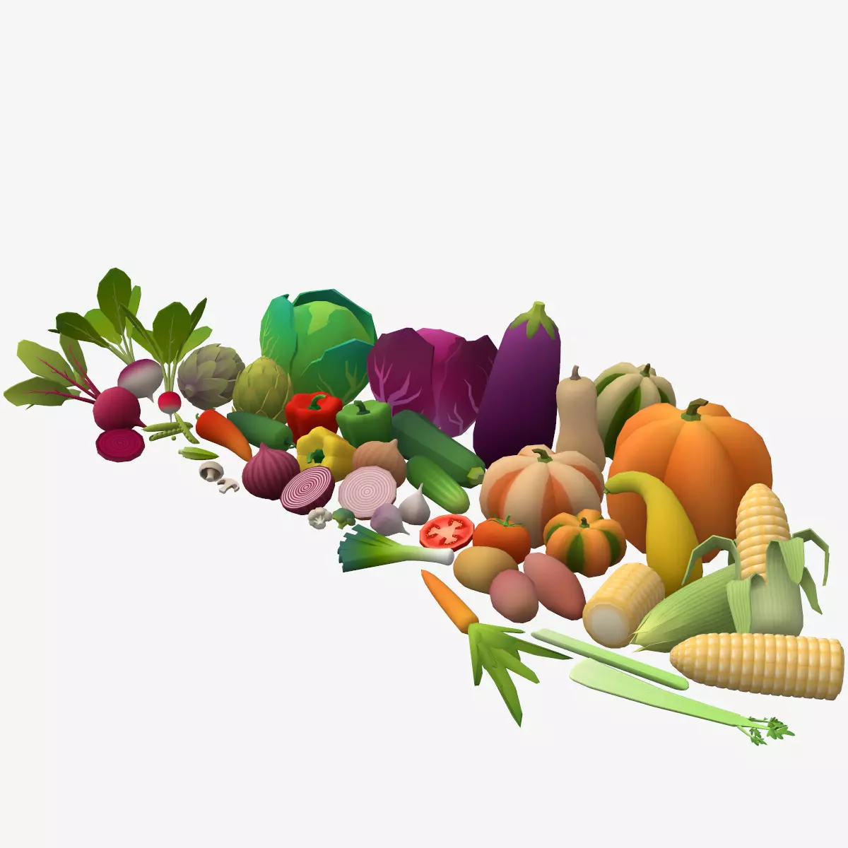 Low Poly Vegetable Pack Low-poly 3D model
