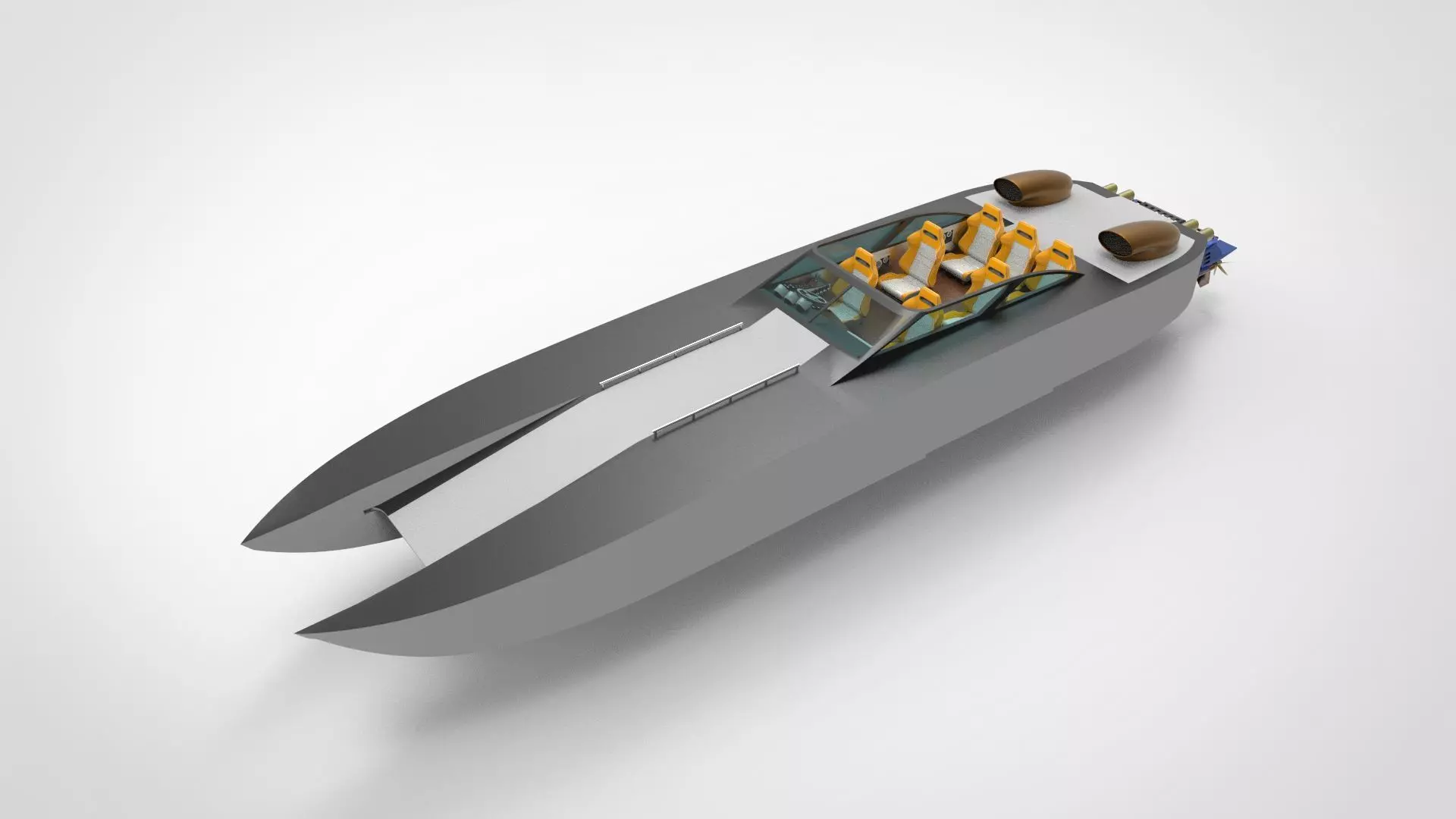 catamaran speed boat Low-poly 3D model_0