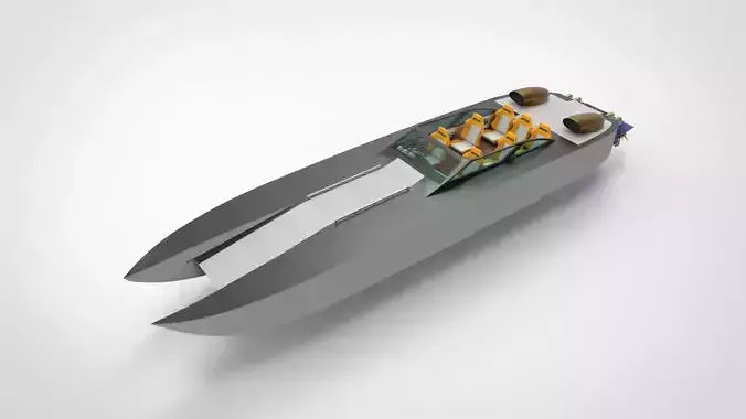 catamaran speed boat Low-poly 3D model