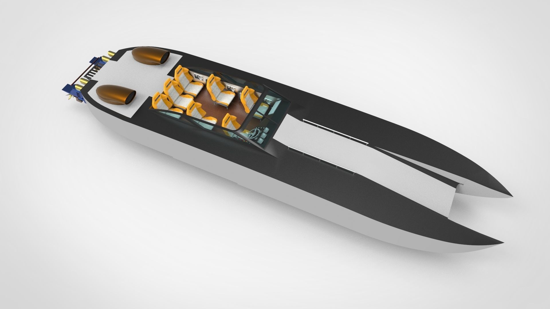 catamaran speed boat Low-poly 3D model_2