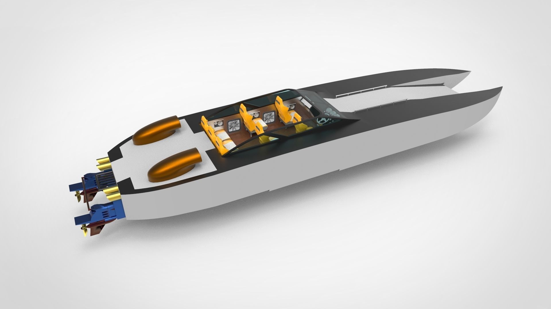 catamaran speed boat Low-poly 3D model_3
