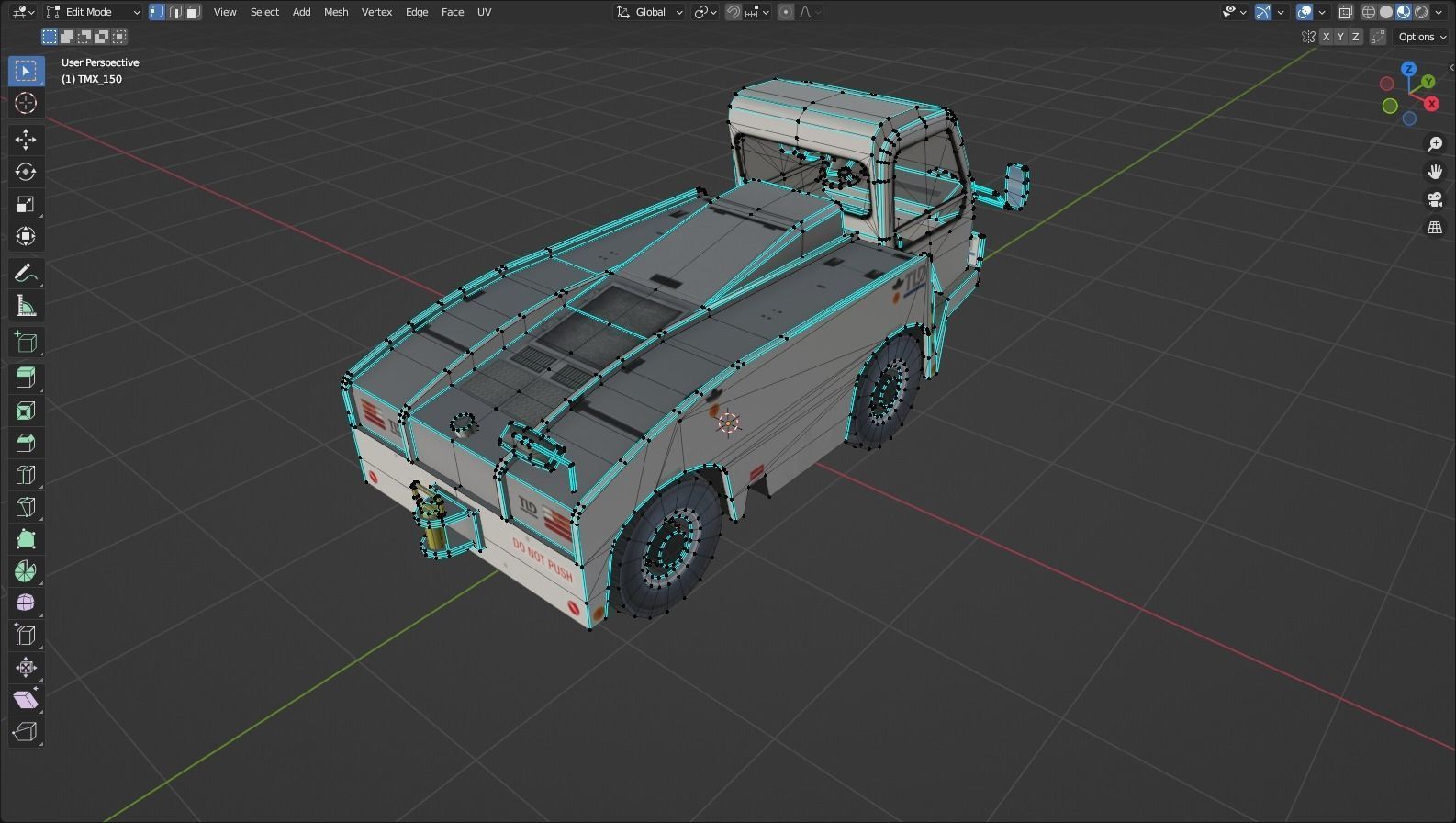 Medium Pushback Tractor Static Low Poly  Low-poly 3D model_8