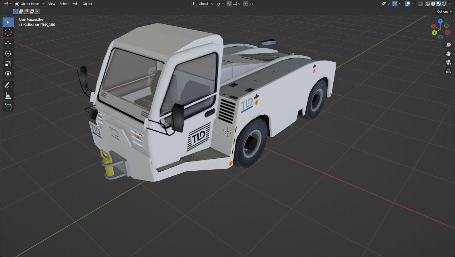 Medium Pushback Tractor Static Low Poly  Low-poly 3D model_9