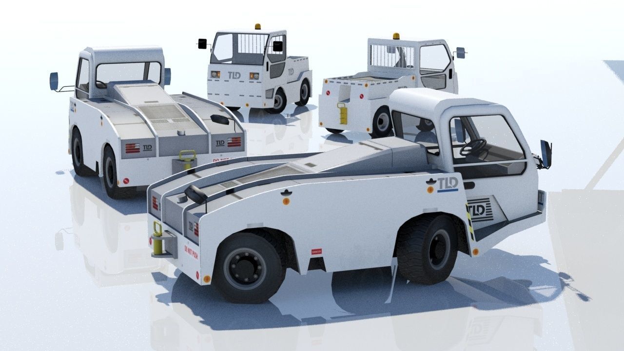 Medium Pushback Tractor Static Low Poly  Low-poly 3D model_6